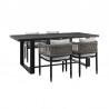 Armen Living Felicia Outdoor Patio 5-Piece Dining Table Set In Aluminum With Grey Rope And Cushions 2