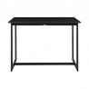 Armen Living Grand Outdoor Patio 5-Piece Bar Table Set in Aluminum with Grey Cushions- Table Front