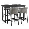Armen Living Aileen Outdoor Patio 5-Piece Bar Table Set in Aluminum with Grey Cushions Set