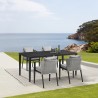 Armen Living Aileen Outdoor Patio 5-Piece Dining Table Set In Aluminum and Wicker With Grey Cushions