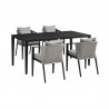 Armen Living Aileen Outdoor Patio 5-Piece Dining Table Set In Aluminum and Wicker With Grey Cushions 011