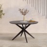 Armen Living Sachi Outdoor Dark Eucalyptus Wood and Concrete Round Dining Table