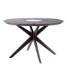 Armen Living Sachi Outdoor Dark Eucalyptus Wood and Concrete Round Dining Table-  Front