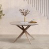 Armen Living Sachi Outdoor Light Eucalyptus Wood and Concrete Round Dining Table