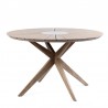 Armen Living Sachi Outdoor Light Eucalyptus Wood and Concrete Round Dining Table- Front View