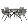 Armen Living Sachi and Nabila Outdoor 5 Piece Dark Eucalyptus and Concrete Dining Set