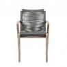 Armen Living Sachi and Nabila Outdoor 5 Piece Light Eucalyptus and Concrete Dining Set- Chair Front
