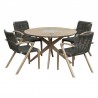 Armen Living Sachi and Nabila Outdoor 5 Piece Light Eucalyptus and Concrete Dining Set