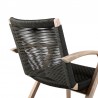 Armen Living Nabila Outdoor Light Eucalyptus Wood and Charcoal Rope Dining Chairs - Half Back