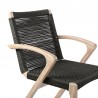 Armen Living Nabila Outdoor Light Eucalyptus Wood and Charcoal Rope Dining Chairs - Side