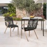 Armen Living Nabila Outdoor Light Eucalyptus Wood and Charcoal Rope Dining Chairs 