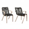 Armen Living Nabila Outdoor Light Eucalyptus Wood and Charcoal Rope Dining Chairs - Set of 2