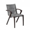 Armen Living Nabila Outdoor Light Eucalyptus Wood and Gray Rope Dining Chairs - Front
