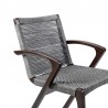 Armen Living Nabila Outdoor Light Eucalyptus Wood and Gray Rope Dining Chairs - Half