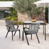 Armen Living Nabila Outdoor Light Eucalyptus Wood and Gray Rope Dining Chairs 