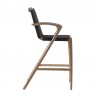Armen Living Nabila Outdoor Light Eucalyptus Wood and Charcoal Rope Counter and Bar Height Stool- Side View