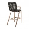 Armen Living Nabila Outdoor Light Eucalyptus Wood and Charcoal Rope Counter and Bar Height Stool- Back Angle View