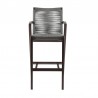 Armen Living Nabila Outdoor Dark Eucalyptus Wood and Grey Rope Counter and Bar height Stool - Front View