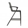 Armen Living Nabila Outdoor Dark Eucalyptus Wood and Grey Rope Counter and Bar height Stool - Side View