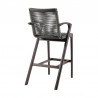 Armen Living Nabila Outdoor Dark Eucalyptus Wood and Grey Rope Counter and Bar height Stool - Back Angle View