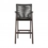 Armen Living Nabila Outdoor Dark Eucalyptus Wood and Grey Rope Counter and Bar height Stool - Back View