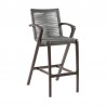 Armen Living Nabila Outdoor Dark Eucalyptus Wood and Grey Rope Counter and Bar height Stool - Side Angle View