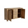  Alpine Furniture Seashore Sideboard in Antique Natural - Drawers Opened Angled View