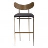 Sunpan Gibbons Barstool in Antique Brass - Charcoal Black Leather - Front Angle