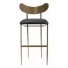 Sunpan Gibbons Barstool in Antique Brass - Charcoal Black Leather - Front Angle - Sunpan Gibbons Barstool in Antique Brass - Charcoal Black Leather - Front Angle