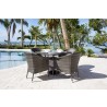 Hospitality Rattan Patio Ultra 5-Piece Woven Armchair Dining Set with Cushions