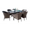 Hospitality Rattan Patio Ultra 7-Piece Woven Armchair Dining Set with Cushions 002