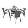 Hospitality Rattan Patio Ultra 5-Piece Stackable Woven Armchair Dining Set with Cushions 001