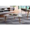 Utopia 11.81" High Triangle Coffee Table  - White Gloss and Maple Cream - Actual