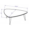 Utopia 11.81" High Triangle Coffee Table  - White Gloss and Maple Cream - Dimensions