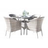 Hospitality Rattan Patio Athens 5-Piece Woven Armchair Dining Set with Cushions
