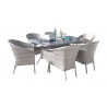 Hospitality Rattan Patio Athens 7-Piece Woven Armchair Dining Set with Cushions