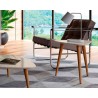 Utopia 19.68" High Triangle End Table With Splayed Wooden Legs in Off White