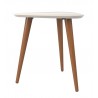 Utopia 19.68" High Triangle End Table With Splayed Wooden Legs in Off White - Side View