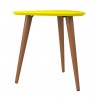 Utopia 19.68" High Triangle End Table With Splayed Wooden Legs in Yellow - Side