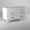 Alpine Furniture Flynn Mid Century Modern 7 Drawer Dresser, White - Front Side Angle