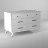 Alpine Furniture Flynn Mid Century Modern 7 Drawer Dresser, White - Front Side Angle - Alpine Furniture Flynn Mid Century Modern 7 Drawer Dresser, White - Front Side Angle