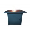 Crawford and Burke Kimball Black Metal Square Fire Pit Table with Glass Rocks,  Front Angle