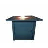 Crawford and Burke Kimball Black Metal Square Fire Pit Table with Glass Rocks,  Front Angle - Crawford and Burke Kimball Black Metal Square Fire Pit Table with Glass Rocks,  Front Angle