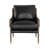Sunpan Mauti Lounge Chair Dark Brown - Cortina Black Leather - Front Angle