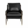 Sunpan Mauti Lounge Chair Dark Brown - Cortina Black Leather - Front Angle - Sunpan Mauti Lounge Chair Dark Brown - Cortina Black Leather - Front Angle