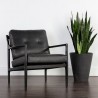 Sunpan Gilmore Lounge Chair Black - Black Leather - Lifestyle