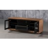 Furnitech 70" Contemporary TV Stand - Warm Walnut - Front Side Opened Angle