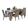 Hospitality Rattan Patio Fiji 7-Piece Side Chair Dining Set with Cushions Front View