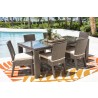 Hospitality Rattan Patio Fiji 7-Piece Side Chair Dining Set with Cushions