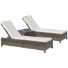 Hospitality Rattan Patio Fiji 3-Piece Chaise Lounge Set with Glass